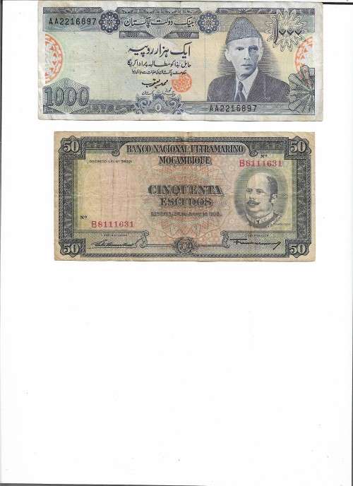 Pakistan & Mozambique Banknotes