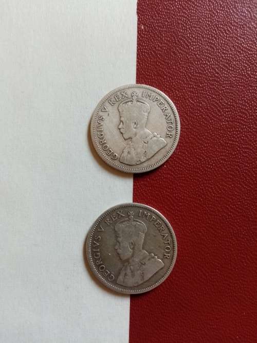 2 x South African  Silver Shillings dated  1932 and 1934