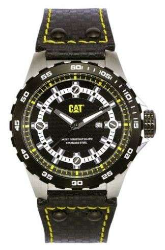 BRAND NEW Gents Caterpillar Black Leather Round Dial Active Steel Watch YN17135127 **MAGNIFICENT**