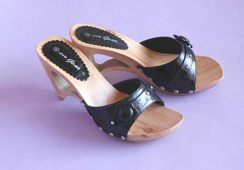 Black funky wedge heel shoe by Lady Gear.