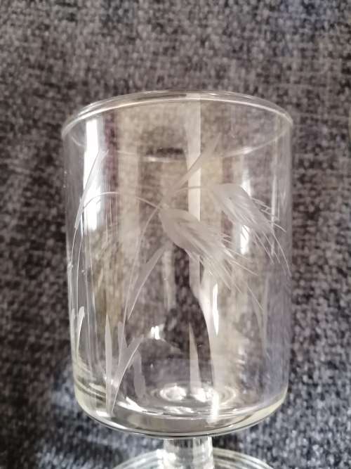 Vintage Sherry glasses with grape pattern 3 in set 9cm tall