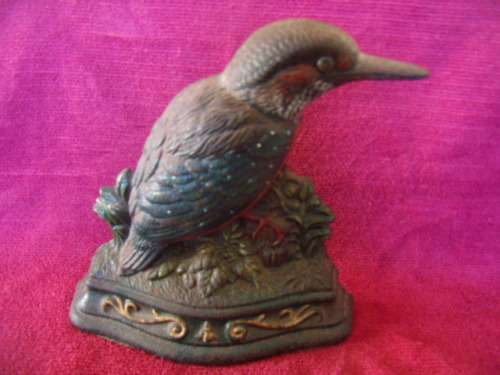 Vintage Wright Studios Cast Iron King Fisher Door Stop.