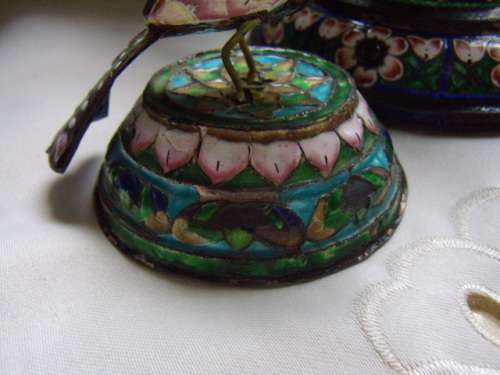 Cloisonne PH Artistic Enamel Sterling Silver Meena Parrot Bird on Tree PLUS  2 Smaller Birds