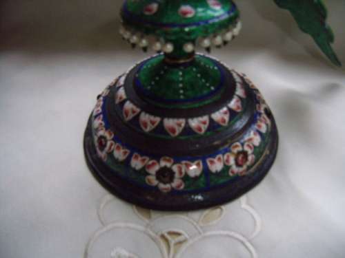 Cloisonne PH Artistic Enamel Sterling Silver Meena Parrot Bird on Tree PLUS  2 Smaller Birds