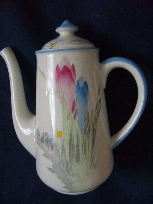 Shelley Coffee Tulip Pattern Pot & Lid - Excellent Condition