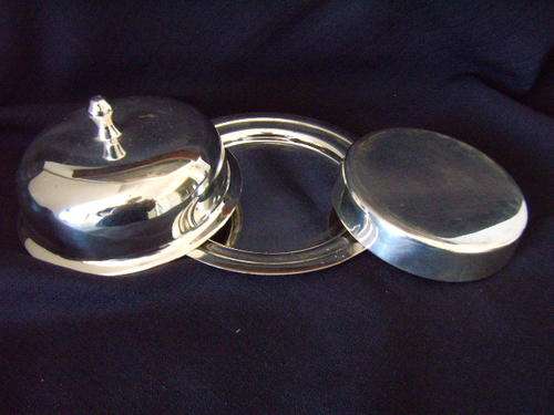 Silver Butter Dish - Three Pice Set. Base, Inner and Dome Lid