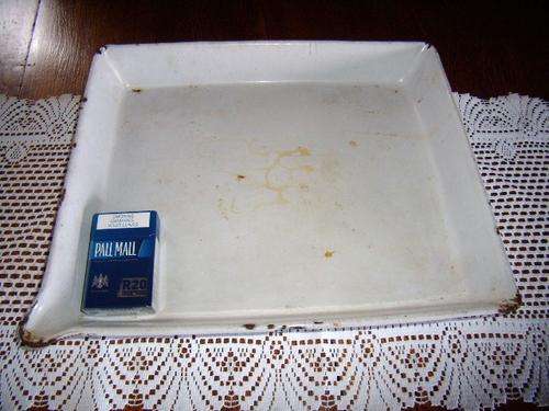 Large Flat Vintage Enamel Dish