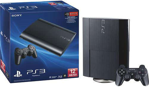 Sony PlayStation 3 Slim 12GB BLACK , 1 CONTROLLER +ONE GAME AND BLUE RAY DISC. BRAND NEW SEALED