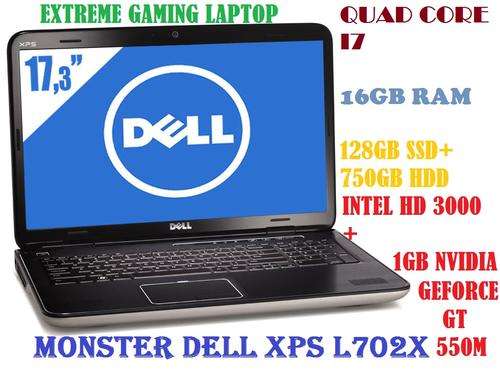 MONSTER DELL XPS , 16GB RAM, 128GB SSD+750GB HDD,QUAD CORE I7@2.2GHZ. EXCELLENT CONDITION