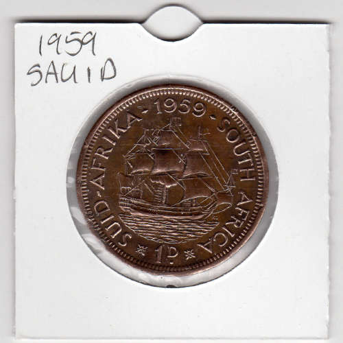 1959 Union Of South Africa - 1 Penny - 1D - In 2 x 2 Coin Flip