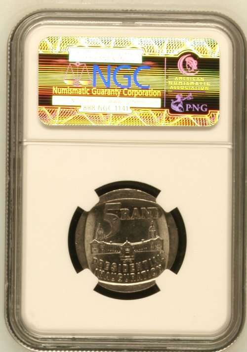 *** MS62 *** Nelson Mandela Inauguration Five Rand - R5 1994 - Uncirculated NGC Graded