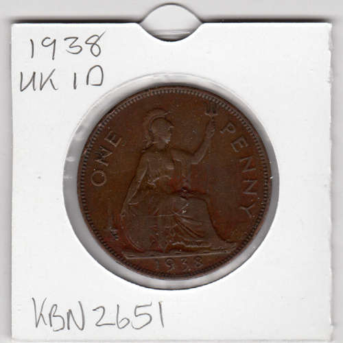 1938 UK - 1 Penny - 1D - In 2 x 2 Coin Flip