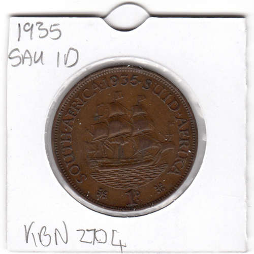 1935 Union Of South Africa - 1 Penny - 1D - In 2 x 2 Coin Fli0