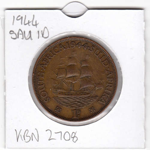 1944 Union Of South Africa - 1 Penny - 1D - In 2 x 2 Coin Flip