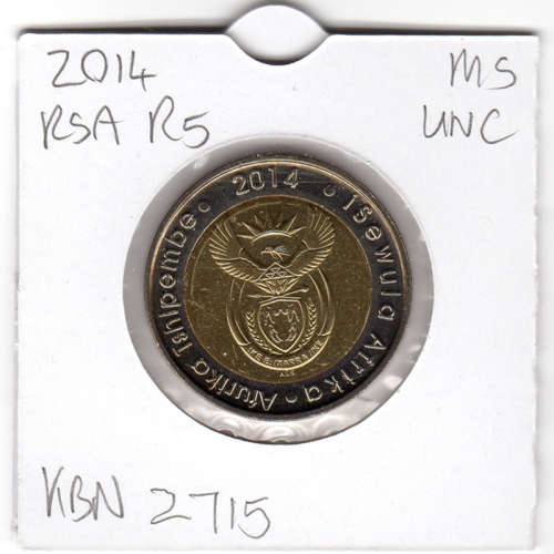 20 Years Of Democracy Five Rand - R5 2014 - Uncirculated In 2 x 2 Coin Flip