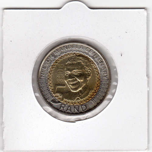 Nelson Mandela Centenary Five Rand - R5 2018 - Uncirculated In 2 x 2 Coin Flip