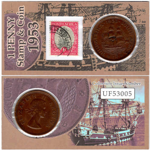*** Coin & Stamp *** 1953 Union Of South Africa - 1 Penny - 1D - In Collection Coin Flip