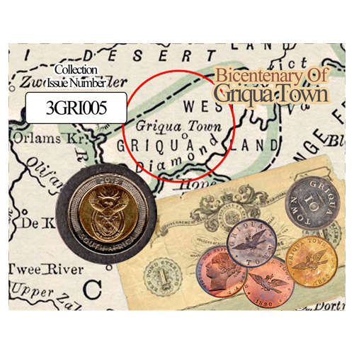 Griqua Town Bicentenary Five Rand Coin Flip Limited Edition - R5 2015 MS63-MS70 Potential