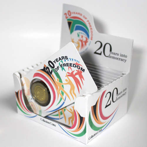 20 Years Of Democracy Five Rand Coin Flip Limited Edition - R5 2014 MS63-MS70 Potential