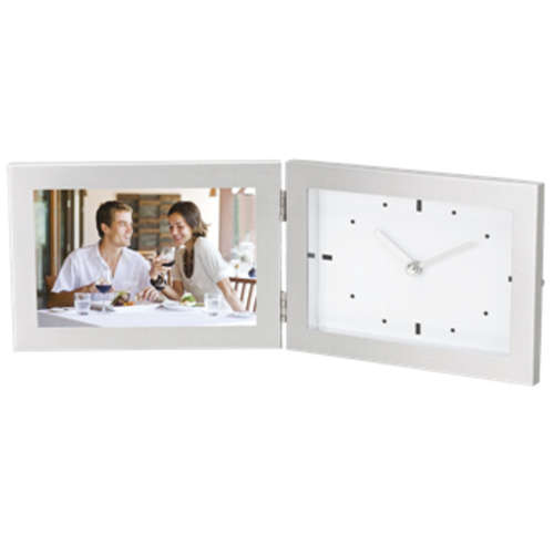 Alluminium Photo Frame with Clock - 6 x 4 - BARRON - New