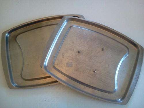 2 Stainless Steel Meat Plates - one with spikes and one without