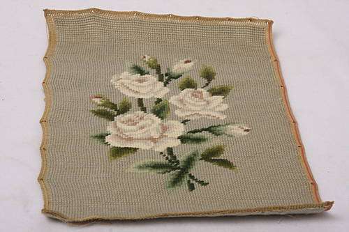 Lovely tapestry - white roses on grey/green background - unframed