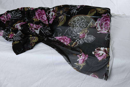 Stretch floral gauze fabric - very trendy!