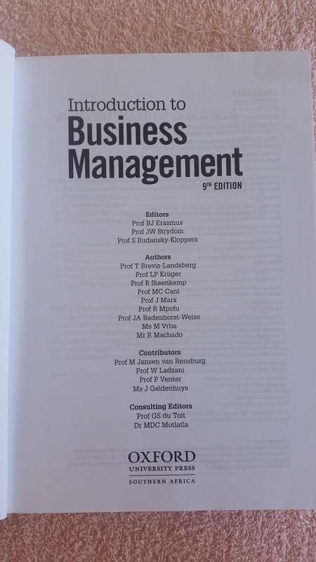 Introduction to Business Management (Erasmus et al.) 9th Ed
