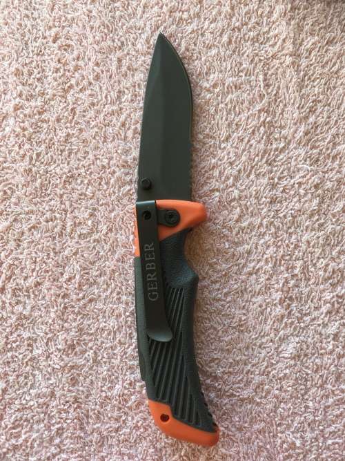 Gerber orange and grey folding knife