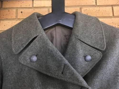 Genuine 1946 Swedish Military Full Length Pea Coat Soderberg 3 Crowns