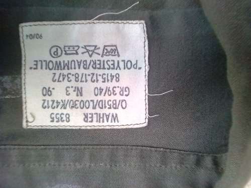 OLD GERMANY MILITARY LONG SLEEVE SHIRT -ARMPIT TO ARMPIT 55 CM