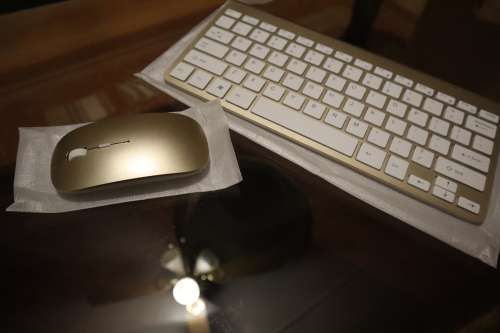 Ulta-thin Design Multimedia Keyboard and Mouse - Gold