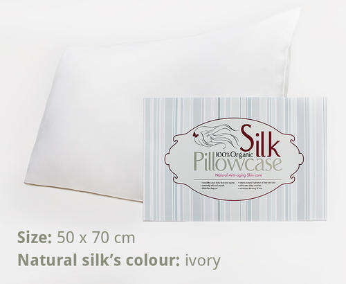 100% Organic Silk Pillowcase Std 50x70cm (TSL) Natural Silk Colour: Ivory