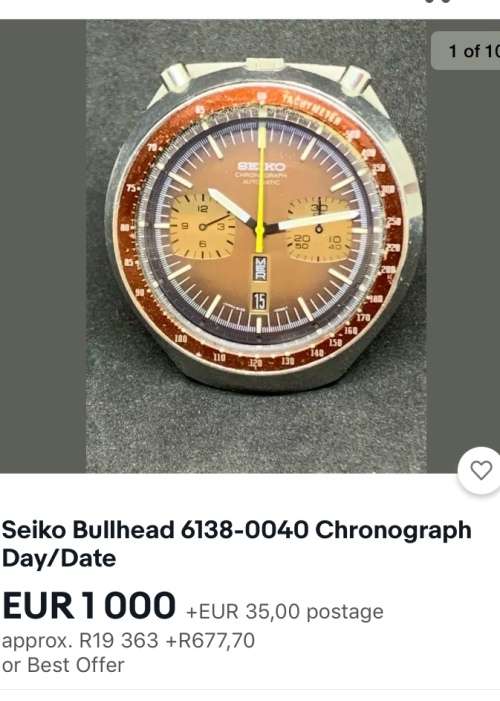 Seiko Bullhead Chrono dial. NOS