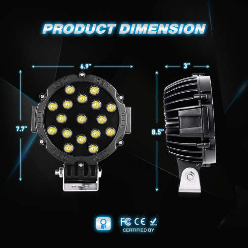 51w  Spot Round Led Lights Off Road Fog Light Driving Roof LED Light Bar