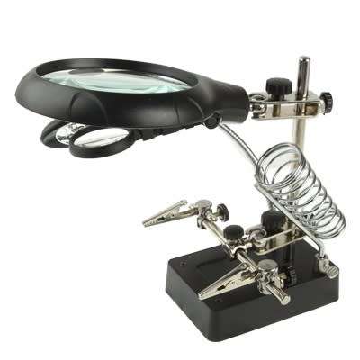 5 LED Auxiliary Clip Magnifier AC/DC Interchangeable Desktop Welding Modelling Tool