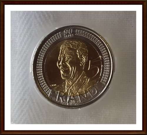 Mandela Coin, Excellent 5 Rand, Mandela Birthday MS 62.