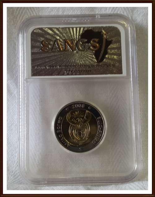 Mandela Coin, Excellent 5 Rand, Mandela Birthday MS 62.