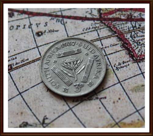 Union of South Africa, Threepence 1937, Circ. Coin, as per Photo.