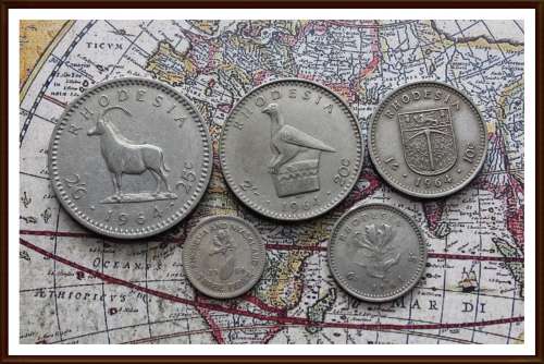 1964 Rhodesian, Coins Set, Circulated Coins, as per Photo.