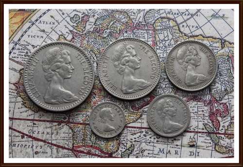 1964 Rhodesian, Coins Set, Circulated Coins, as per Photo.