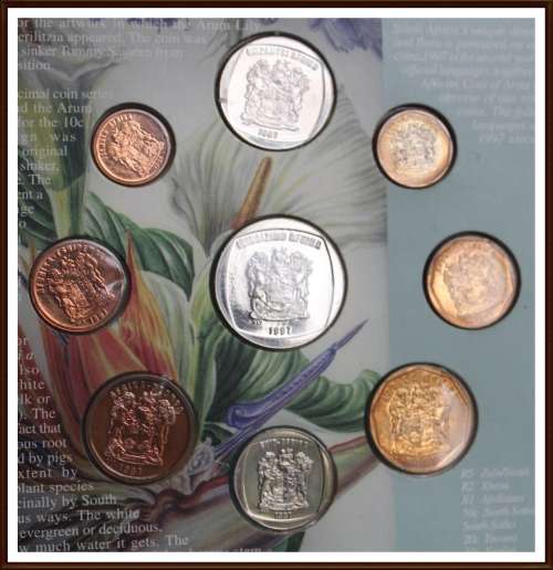 1997 Rep.S.A. Original UNC Arum Lily Coin Set, in orig pattern set cover (clear tape on sides)
