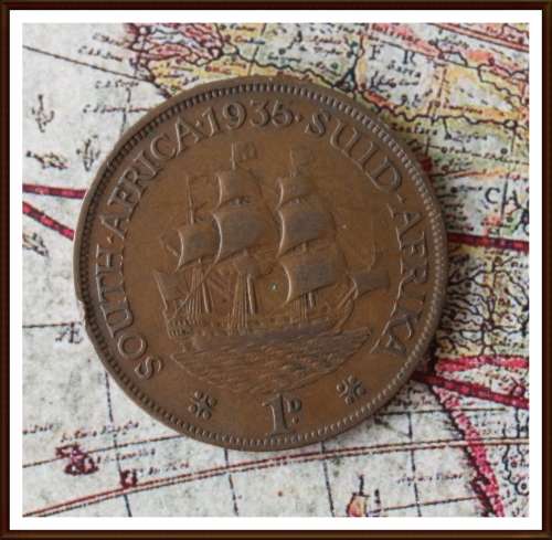 1935 S.A.U.  Penny, Circulated Coin, as per Photo.
