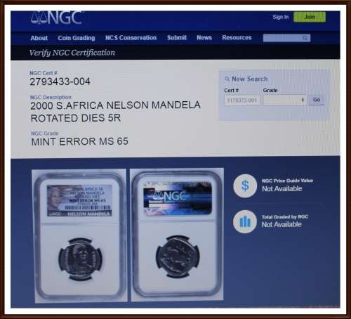 RARE rotated dies NGC MS65 Mandela 2000 R5 + 2 FREE  Graded Mandela R5s, as per Photo