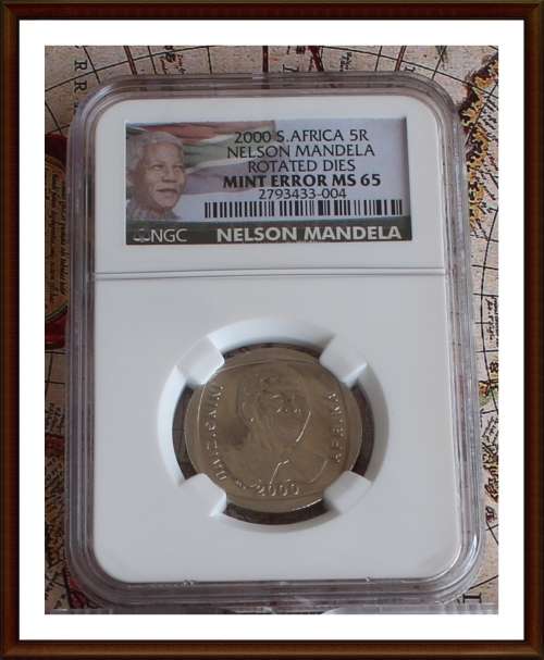 RARE rotated dies NGC MS65 Mandela 2000 R5 + 2 FREE  Graded Mandela R5s, as per Photo