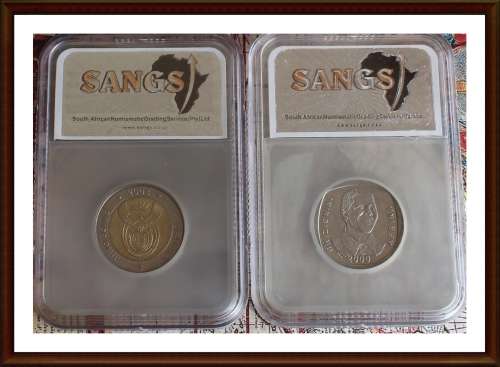 RARE rotated dies NGC MS65 Mandela 2000 R5 + 2 FREE  Graded Mandela R5s, as per Photo