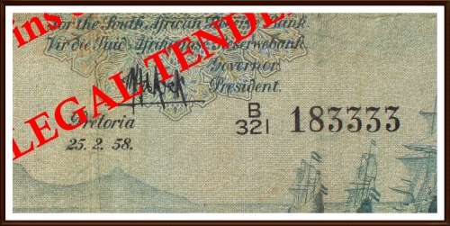 MH deKock  Uni. of South Africa, ONE POUND - EEN POUND, Date 25-2-1958 Circ. Note, as per Photo.