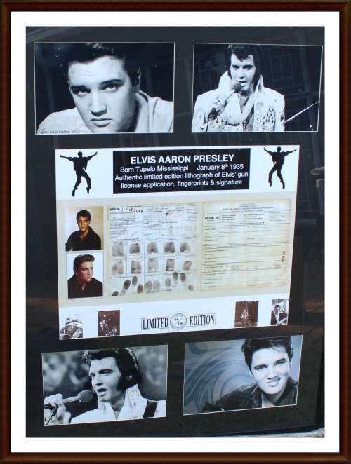Elvis Presley, Authentic Limited Edition, Lithograph Elvis´ Gun License Application, as per Photo.