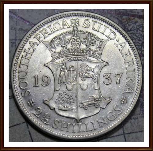 1937 Uni. of S. A. 2 1/2 Shillings, Circulated Coin,  , Judge Cond. for Yourself, as per Photo.