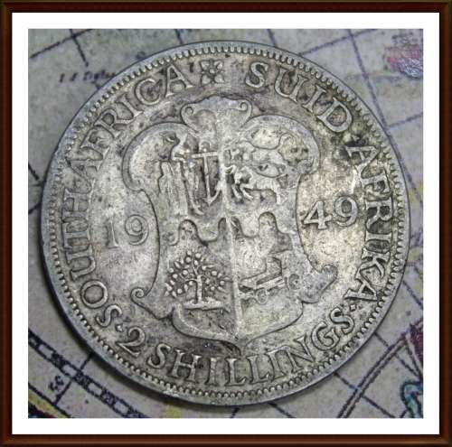1949 Uni. of S. A. 2 Shillings, Extremely Rare, Circ. Coin, Judge Cond. for Yourself, as per Photo.